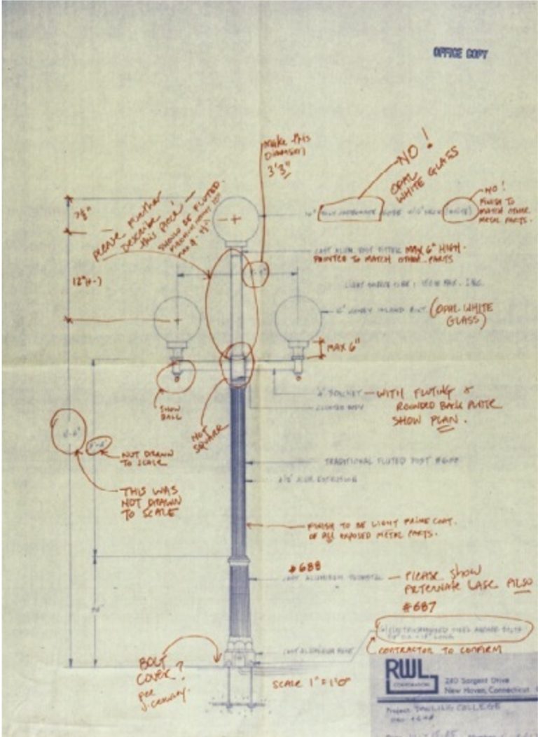 One manufacturer submitted a proposed alternate for the 5-globe posttop fixture that was originally specified. This marked-up review of their submission is almost comical. It highlights the importance of hiring an expert to help you make determinations about the suitability of any luminaires or lighting controls that will be installed in your project.