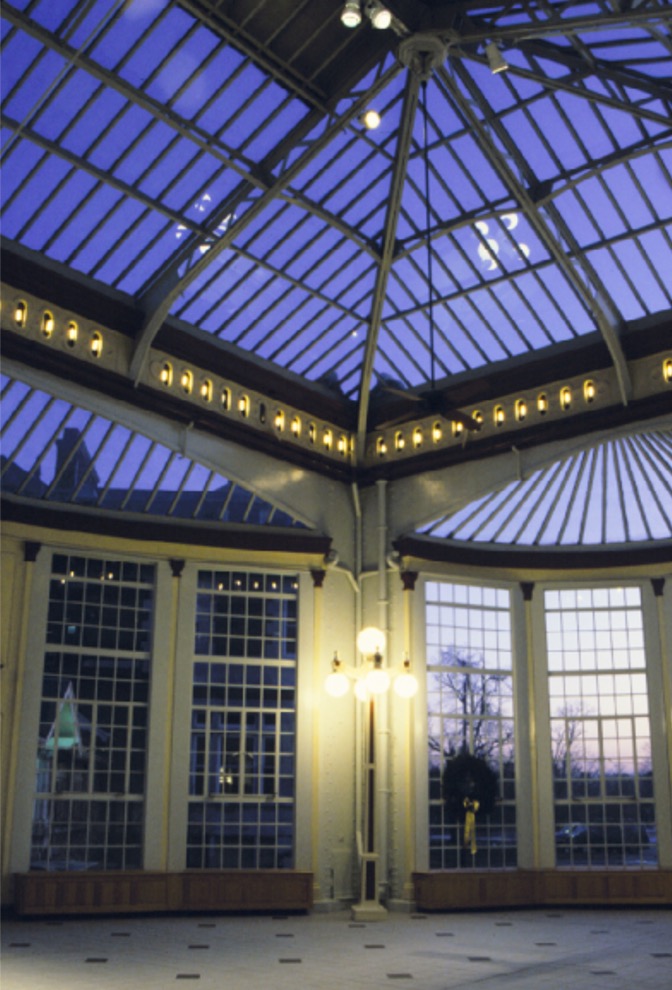 Here is another view of the conservatory structure with all of the new lighting elements in place.