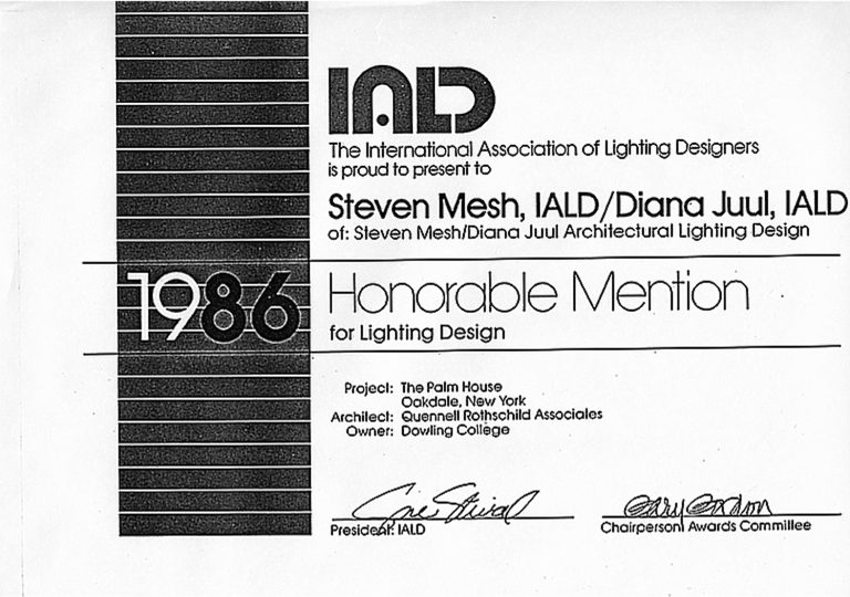 This lighting project won a 1986 award from the International Association of Lighting Designers.